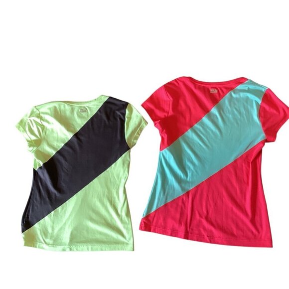 Bundle of 2 FILA Performance Sport Short Sleeve V-Neck Tops Womens Sz M  #86M - Picture 2 of 7
